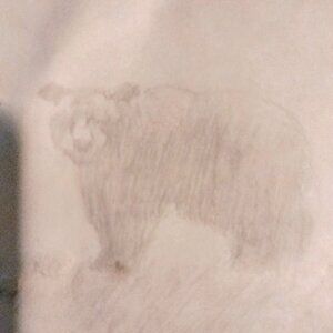 Pencil Sketch Of Bear On Aged Paper Original Signed Terrill Primitive Craft